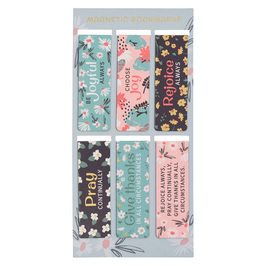 Christian Art Gifts - Magnetic Bookmark Set Be Joyful Always