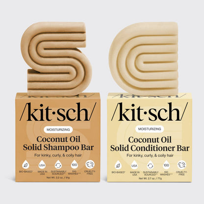 KITSCH - Coconut Oil Shampoo & Conditioner Bar Combo for Dry Damaged Hair