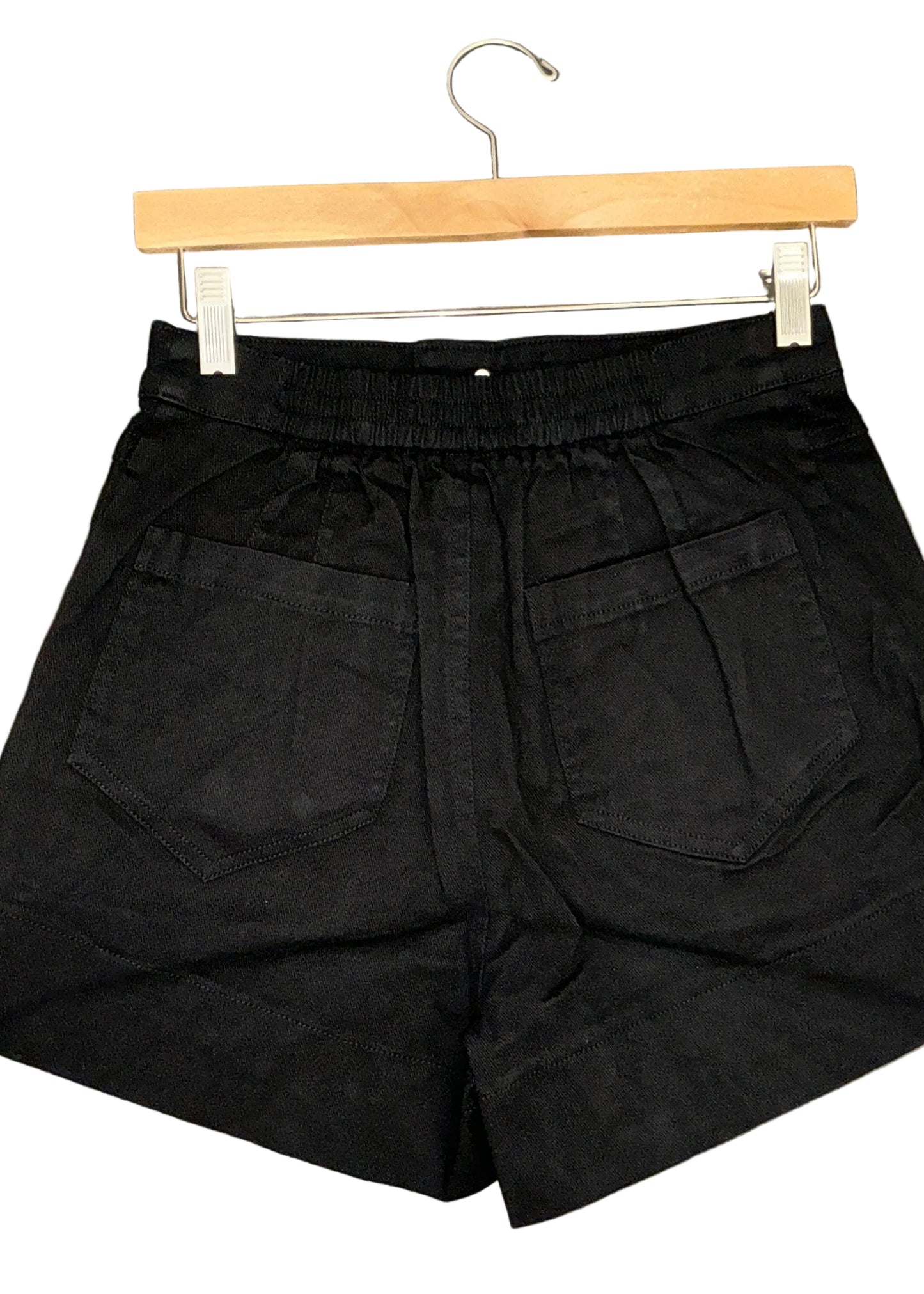Black button down pocket shorts