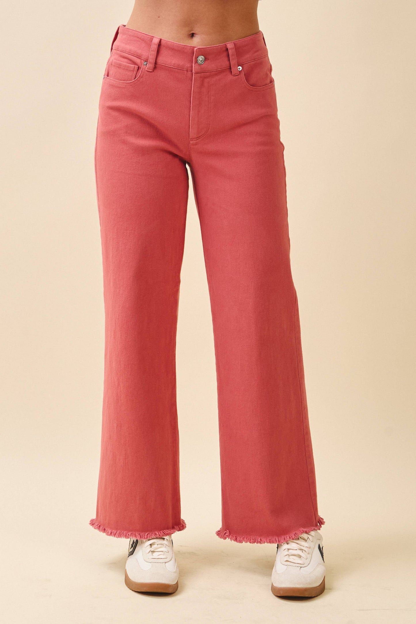 AEMI + CO - 7164GK Wide Leg Raw Hem Denim Pants