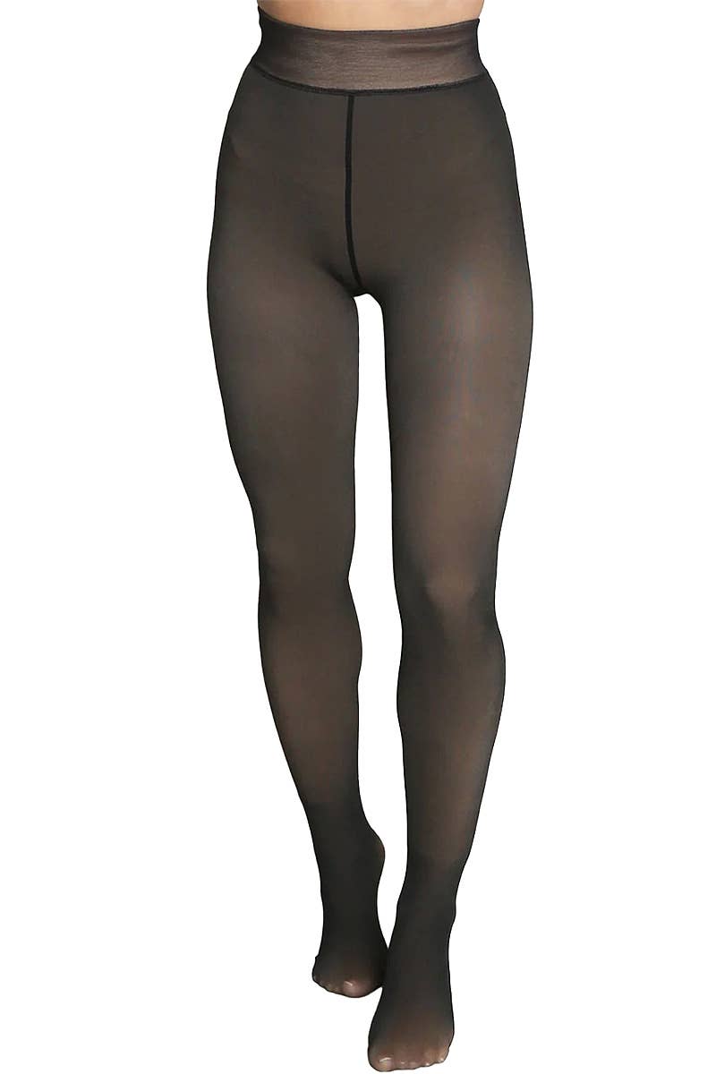 Cap Zone - Women's Fake Sheer Fleece Lined Pantyhose Tights