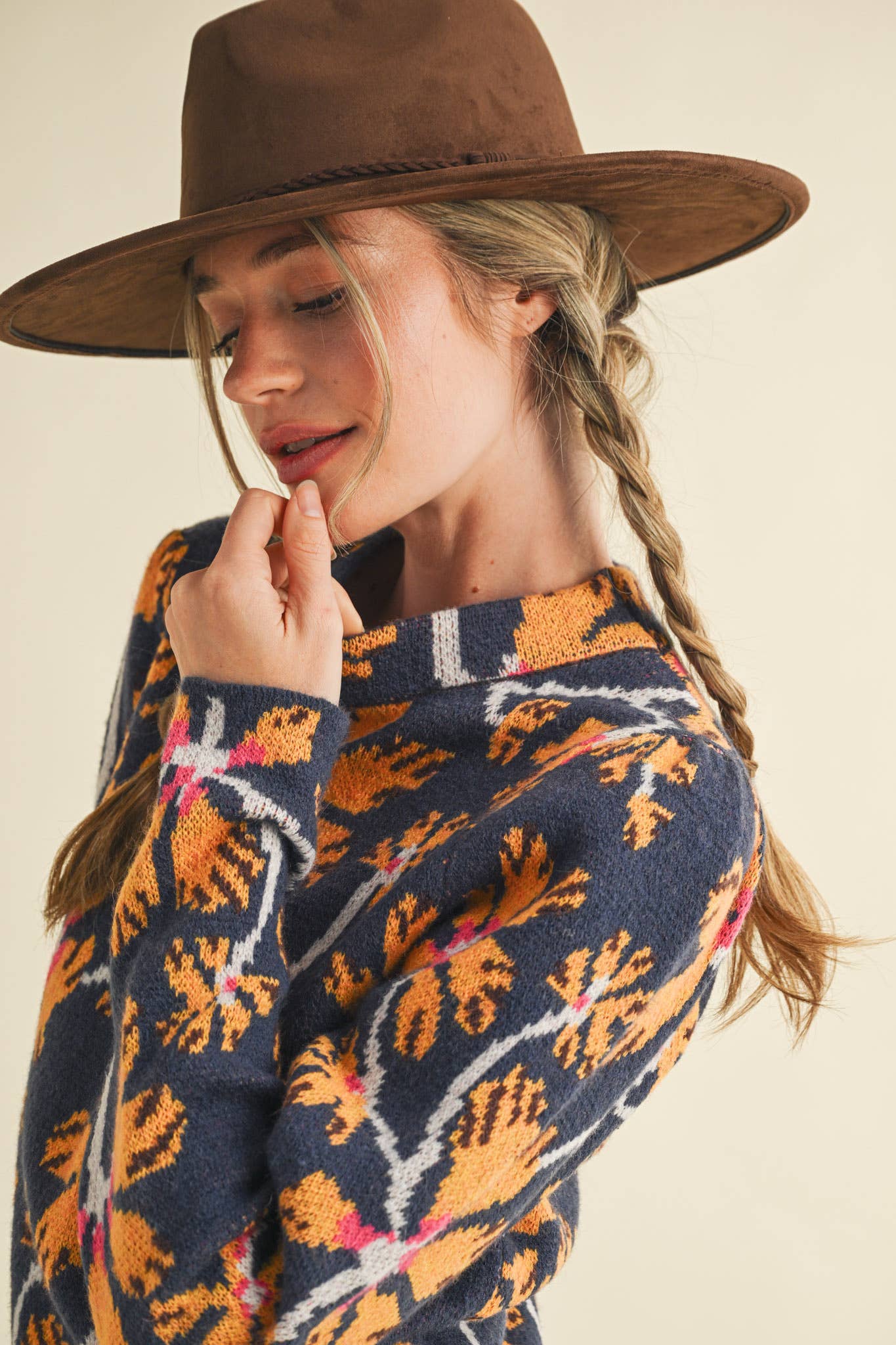 &MERCI - FLORAL MOCK NECK SWEATER MSW11101