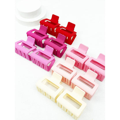 Love and Repeat - Pink Tone Matte Color Rectangle Medium Hair Clip