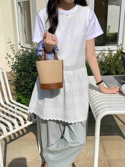 Pretty Persuasions - P25035 Straw Bucket/Crossbody Bag
