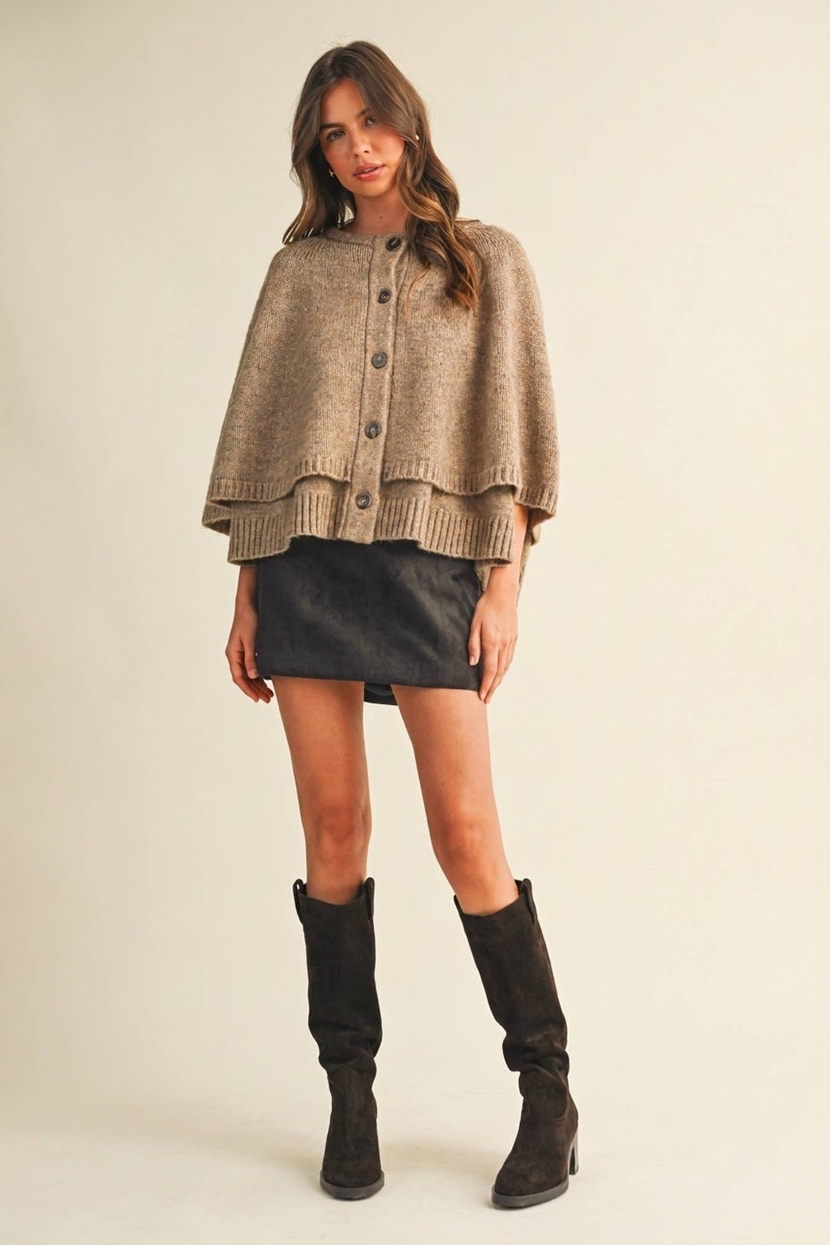 Mustard Seed - Faux Suede Vertical Seam Mini Skirt