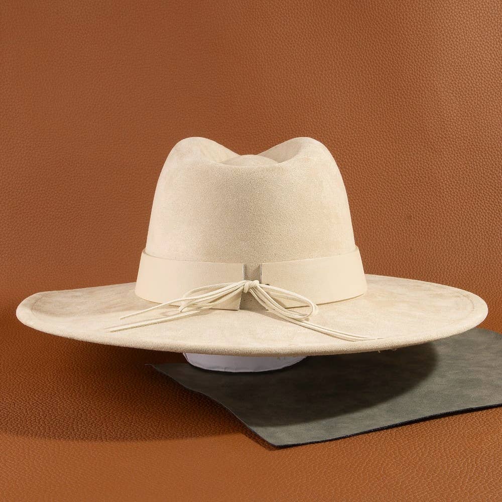 Anarchy Street - Western Studded Strap Faux Suede Fedora Hat