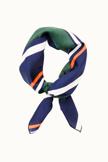 Olive & Pique - "So Silky" Satin Neckerchief Scarf, Versatile, Olive Stripes