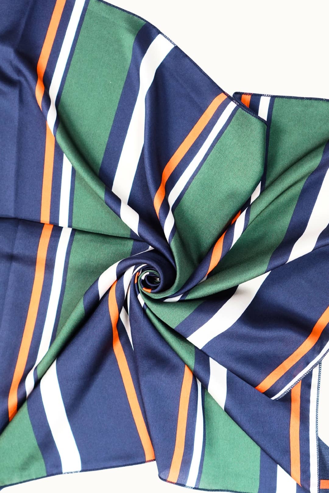 Olive & Pique - "So Silky" Satin Neckerchief Scarf, Versatile, Olive Stripes