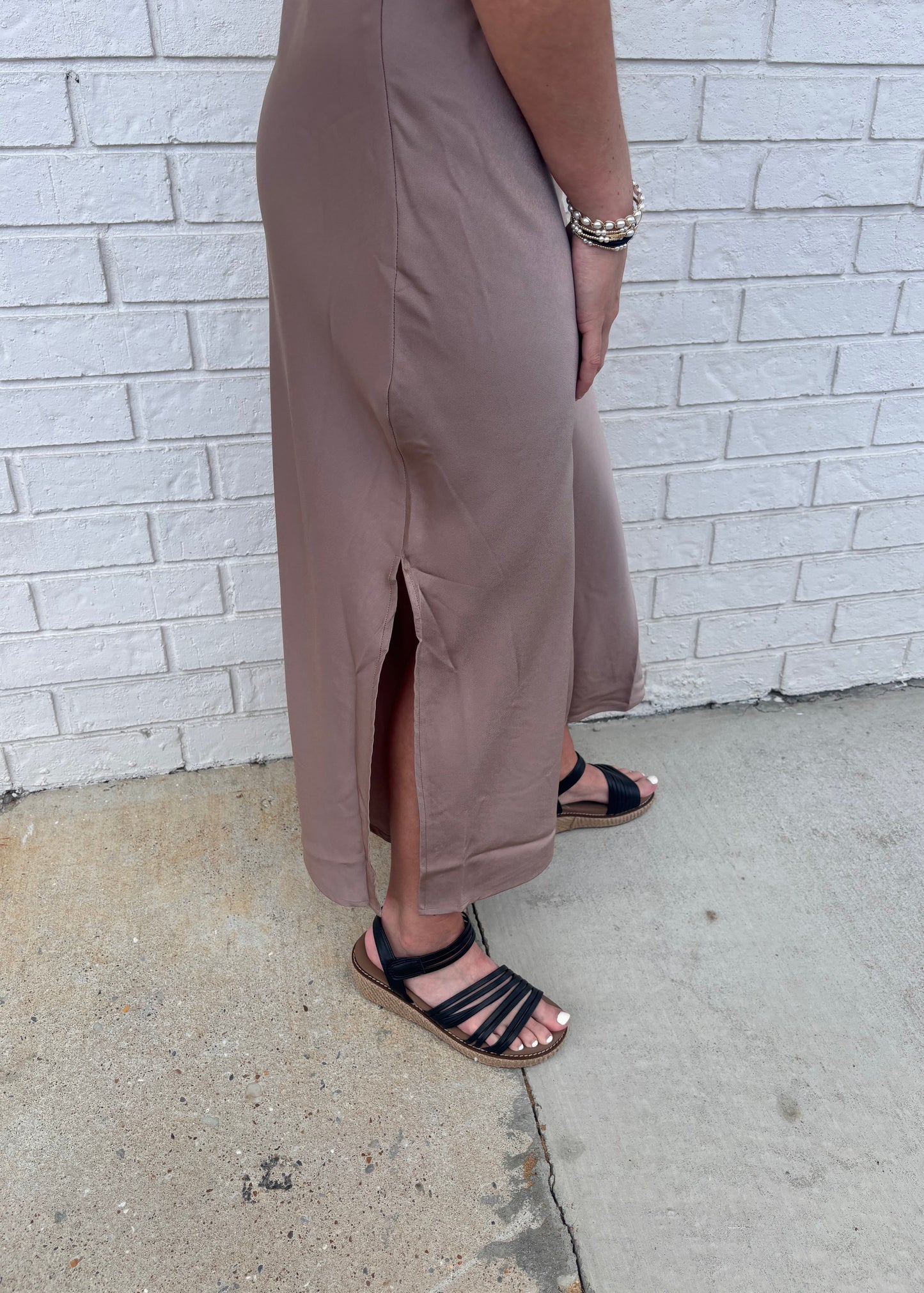 Silk Slip Dress with Bedazzled Straps