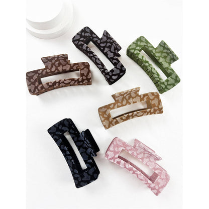Love and Repeat - Leopard Flocked Velvet Rectangle Claw Clip