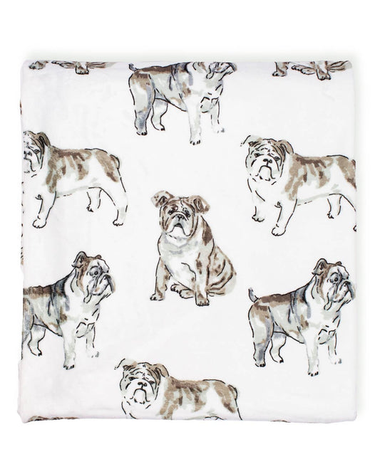 Forever Bulldog Throw  White/Multi  50x60