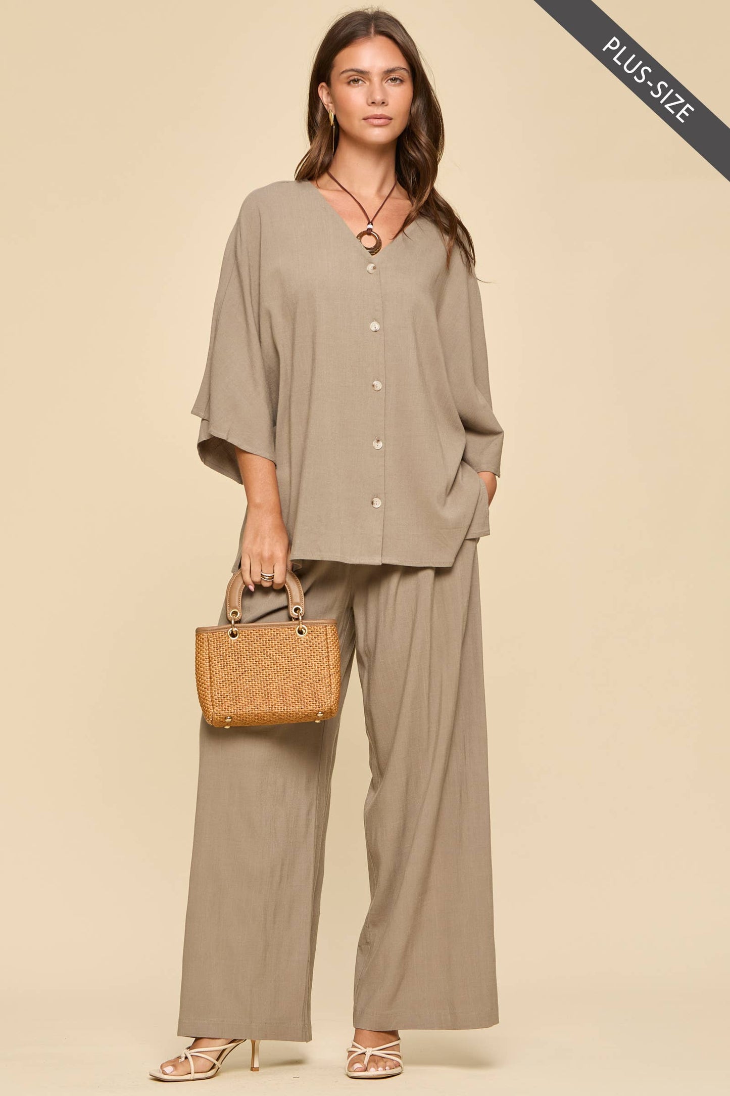 Dear Scarlett - PLUS SIZE 2-Piece Linen Summer Set