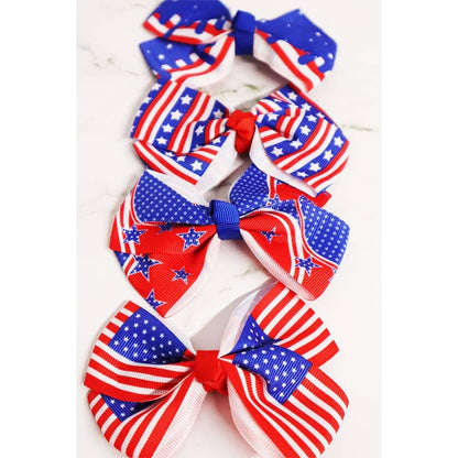 Love and Repeat - American Flag Bow Hair Clip Set