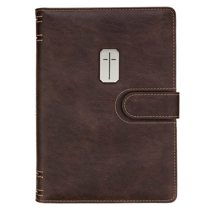 Christian Art Gifts - Journal Cover w/Lined Insert BrownCross/Man of God 1Tim 6:11