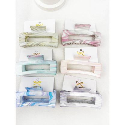 Love and Repeat - Marbled Pattern Cut Out Rectangle Hair Claw