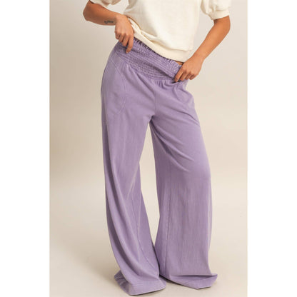 HYFVE - Mineral Washed Wide-Leg Smocked Waist Pants