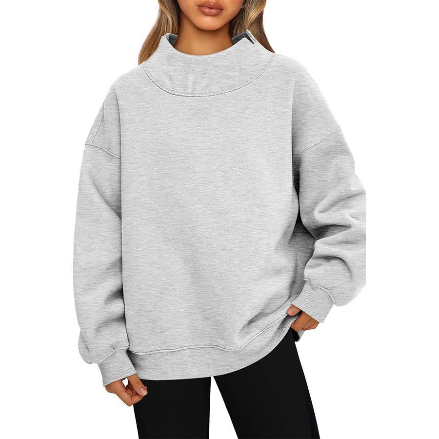 Paperdoll - Pullover Mock Neck Fleece Sweatshirt