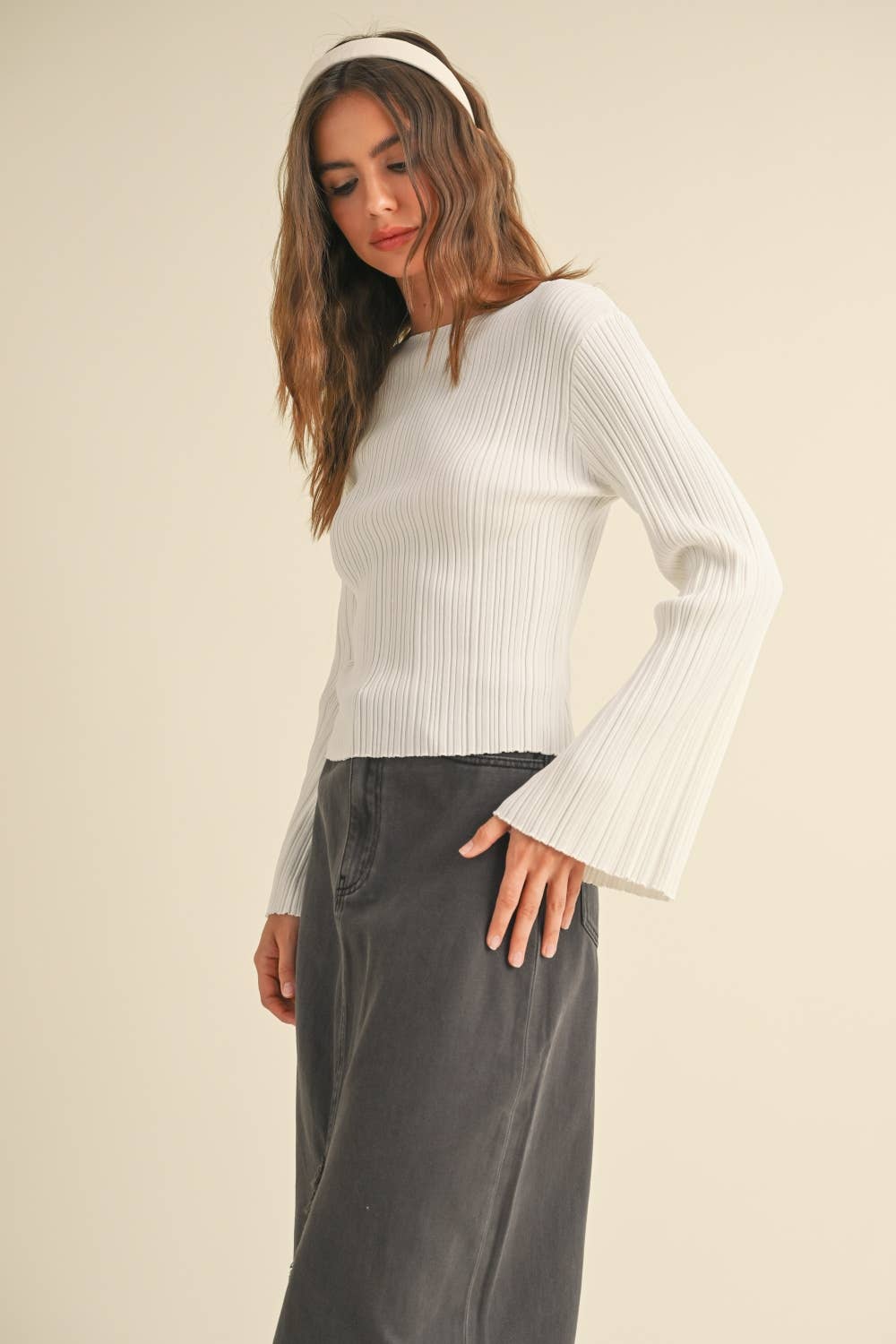 Ribbed Long Sleeve Black Sweater