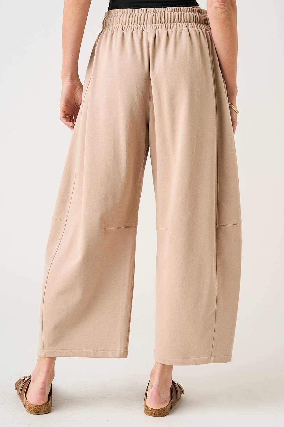 mittoshop - COTTON FRENCH TERRY PULL-ON BARREL LEG PANTS