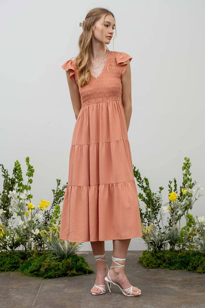Blu Pepper - FLUTTER SLEEVE MAXI DRESS