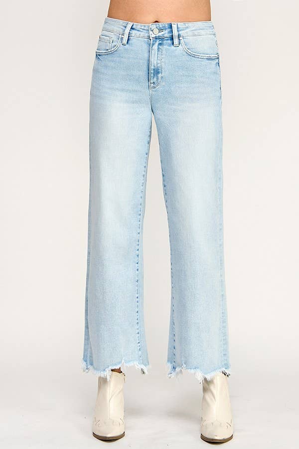 Petra153 - P1590W-LA HIGH RISE WIDE LEG W/ DESTROYED HEM JEANS