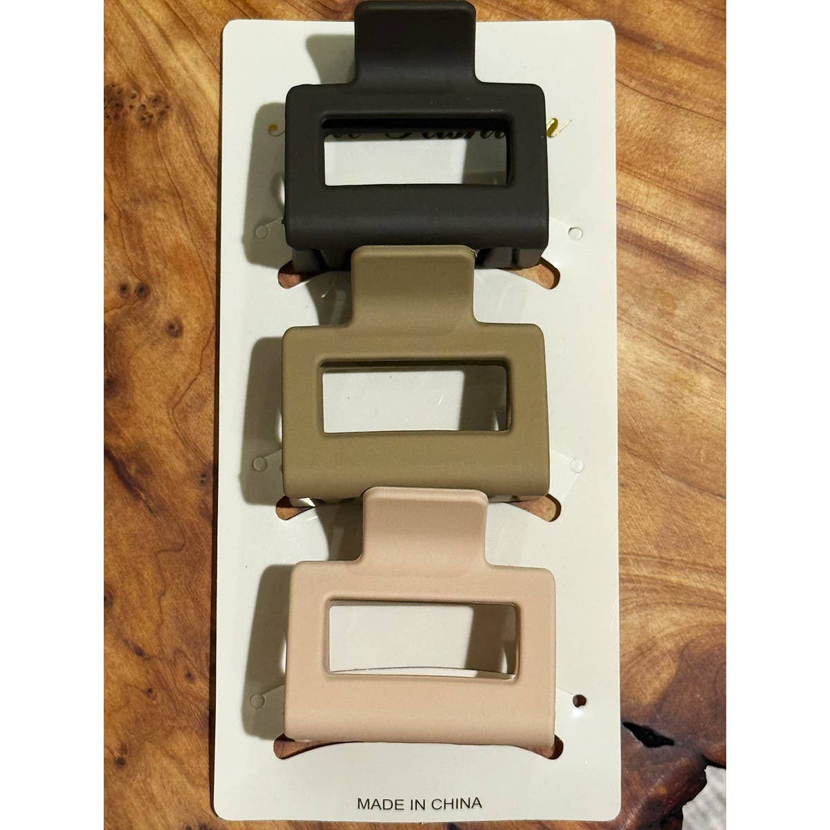 Love and Repeat - Neutral Color Medium Size  Rectangle Hair Claw Set