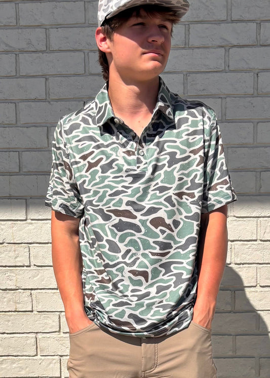 Burlebo Retro Duck Camo Performance Polo