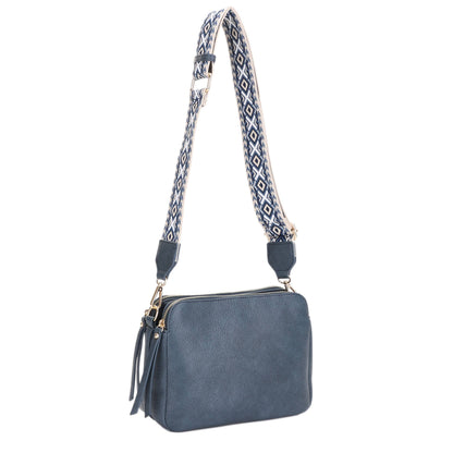 MiMi Wholesale - EJ60197 Mila 3 Compartment Crossbody Bag With Guitar Strap