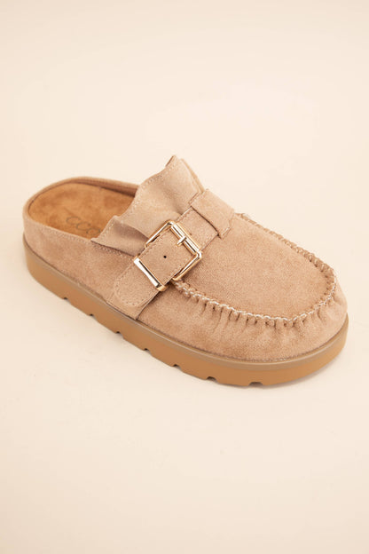 EFFY RUFFLE ENTRACE DESIGN SLIP-ON MOCCASIN MULE