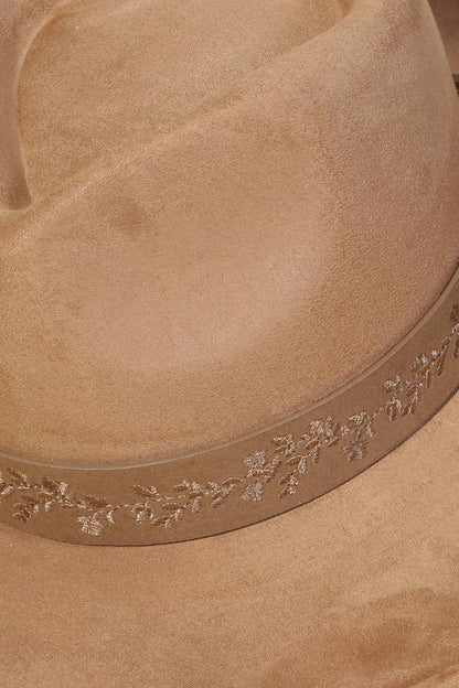 Anarchy Street - Embroidered Flower Strap Fedora Hat