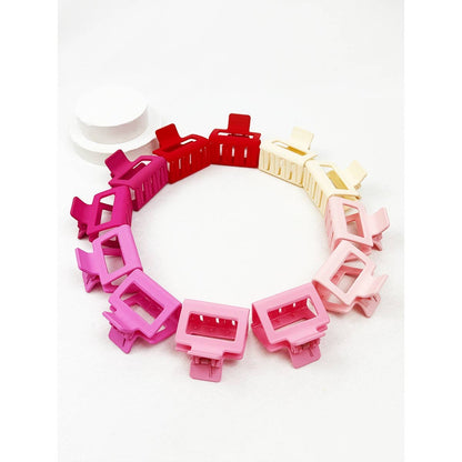 Love and Repeat - Pink Tone Matte Color Rectangle Medium Hair Clip