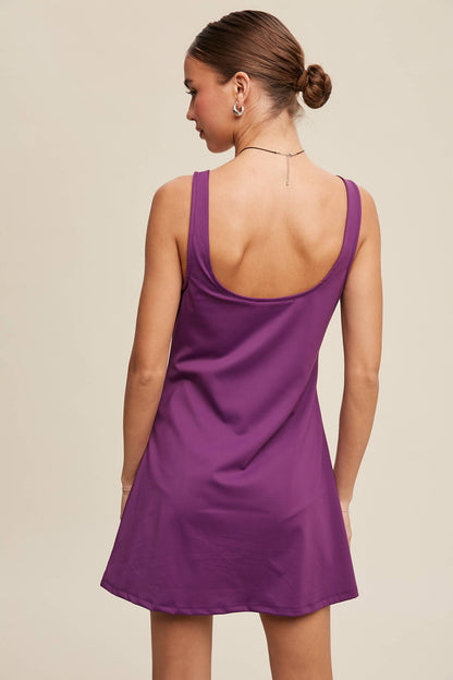 Listicle - Active Tank Mini Dress with Built-in Romper Lining