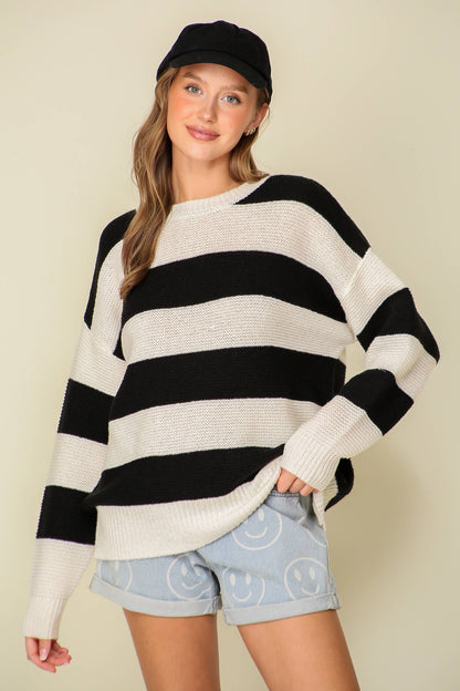 42POPS - 0926 Everyday striped game day sweater SI-26874