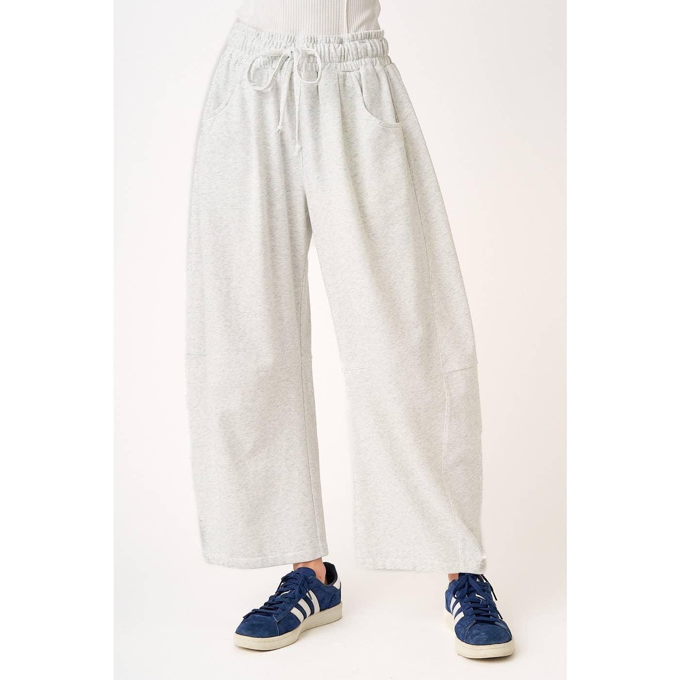 mittoshop - COTTON FRENCH TERRY PULL-ON BARREL LEG PANTS