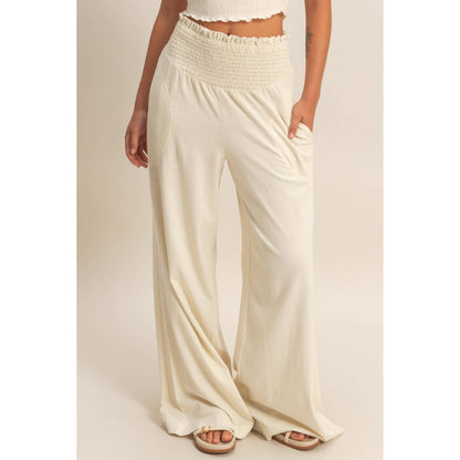 HYFVE - Mineral Washed Wide-Leg Smocked Waist Pants