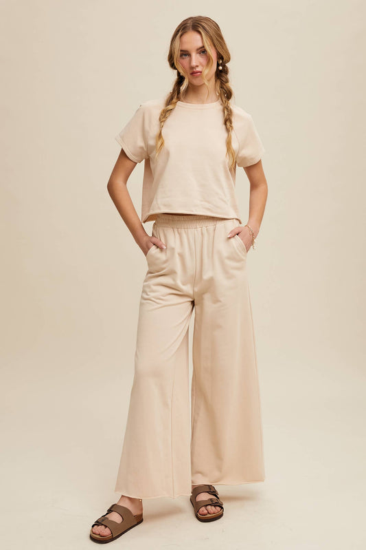 Listicle - Relaxed Fit Top and Wide Leg Pants Lounge Set