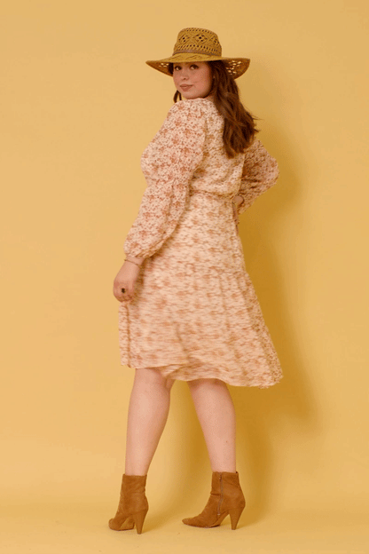 Hayden LA - Womens Floral Print Smocked Sleeve Midi Dress