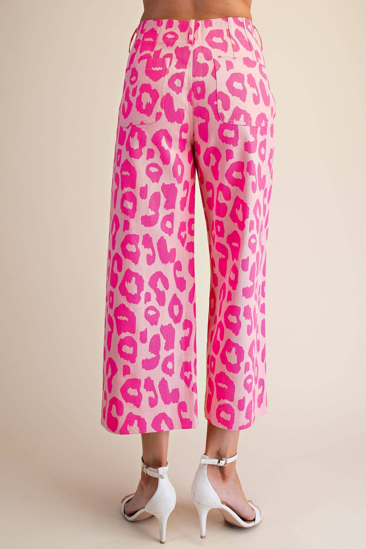 Glam - Colette Cropped Wide-Leg Neon Leopard Pants