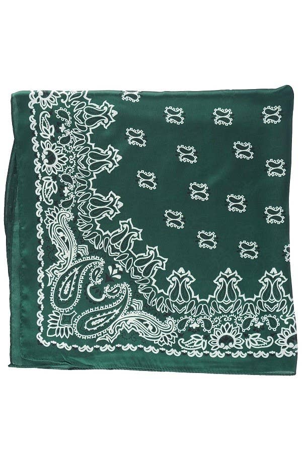 Olive & Pique - "So Silky" Satin Neckerchief Scarf, Versatile, Hunter Green