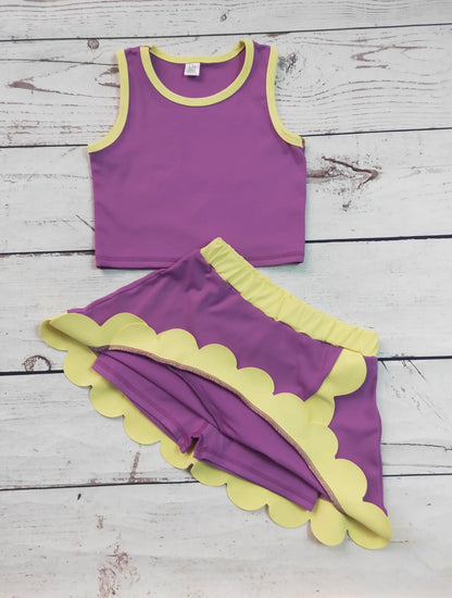 The Shimmer Shack Purple & Gold Athletic Set