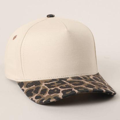 Fashion City - Two Tone Leopard Printed Canvas Trucker Hat