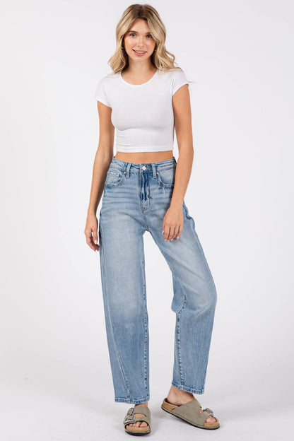 Petra SIDE SEAM DETAILING HIGH RISE COMFORT BARREL JEANS
