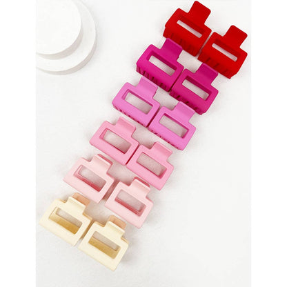 Love and Repeat - Pink Tone Matte Color Rectangle Medium Hair Clip