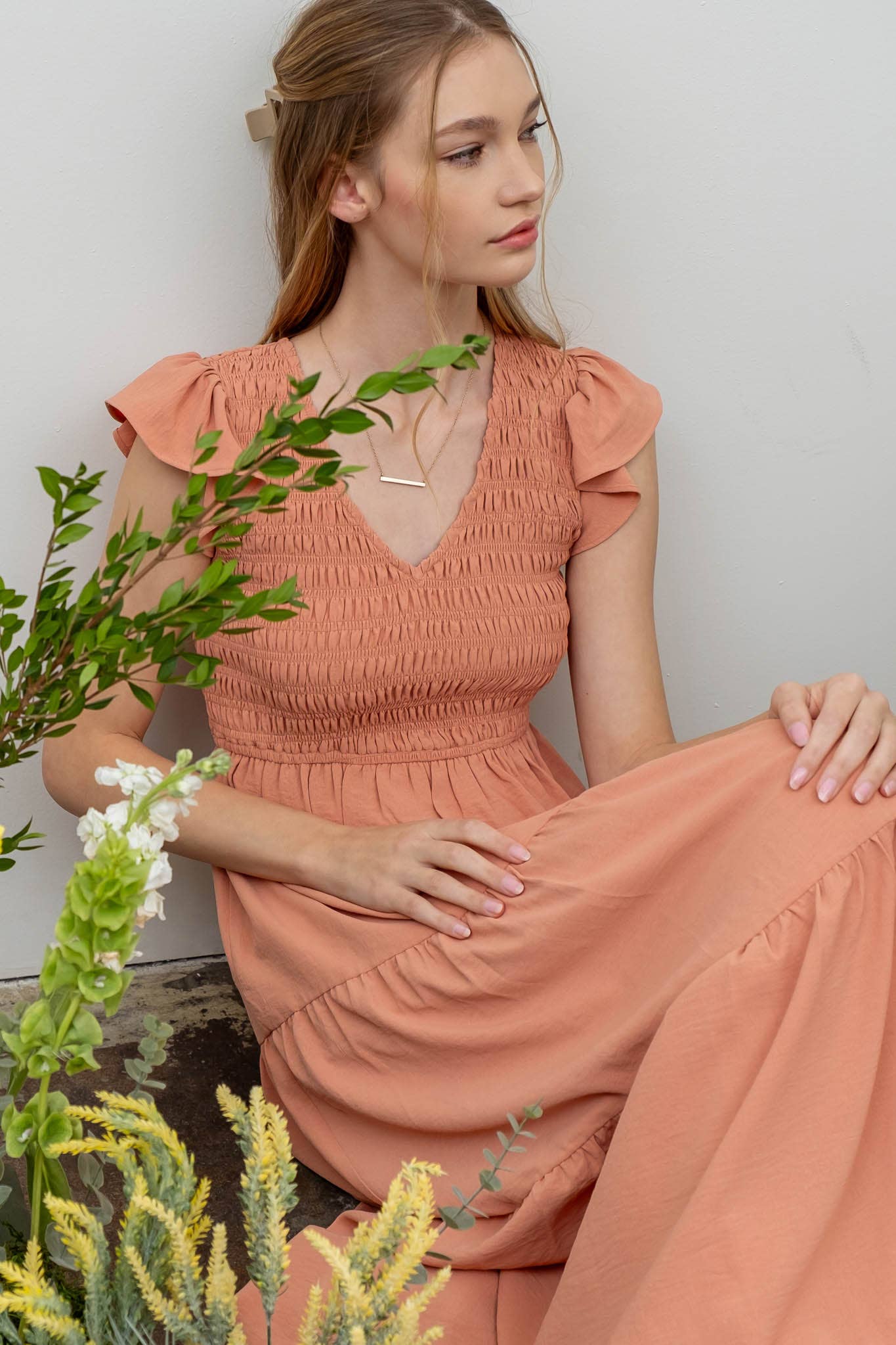 Blu Pepper - FLUTTER SLEEVE MAXI DRESS