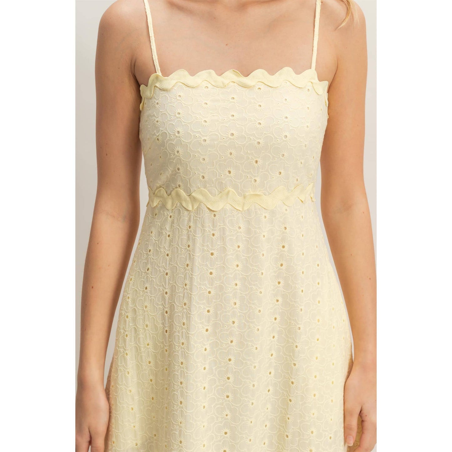HYFVE - Scallop Trim Eyelet Midi Dress
