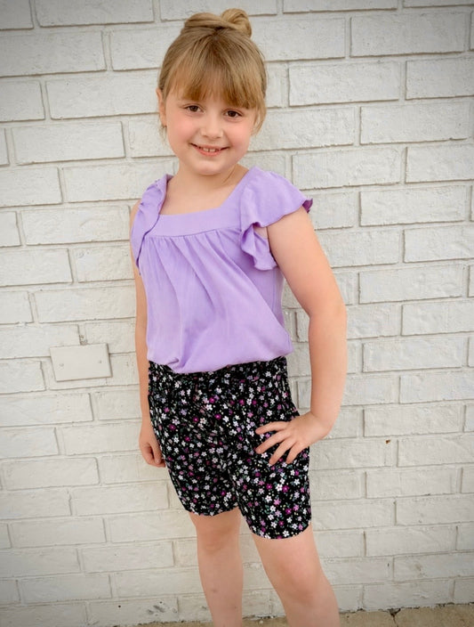 The Shimmer Shack Tween Lavender Fields Short Set
