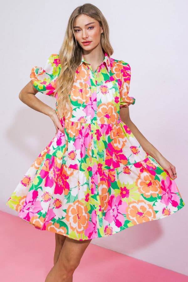 Woven babydoll mini dress