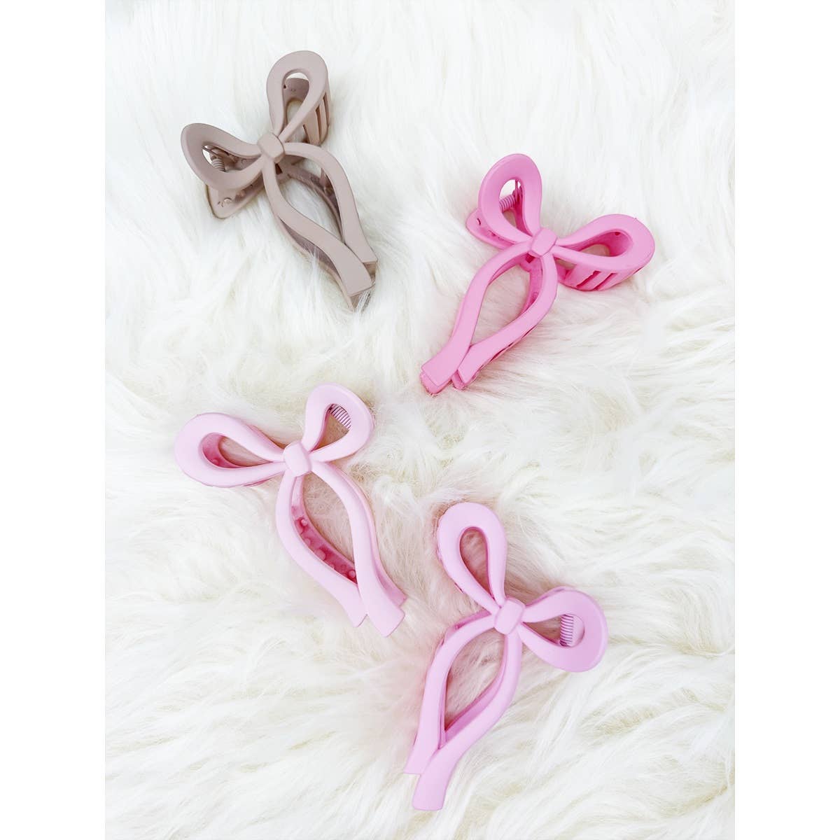Love and Repeat - Assorted Pink and Taupe Shades of Bow Clip