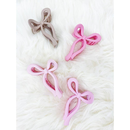 Love and Repeat - Assorted Pink and Taupe Shades of Bow Clip