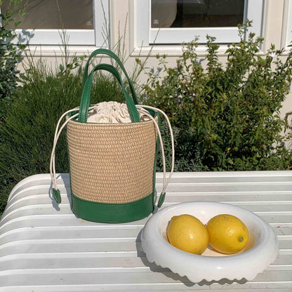 Pretty Persuasions - P25035 Straw Bucket/Crossbody Bag